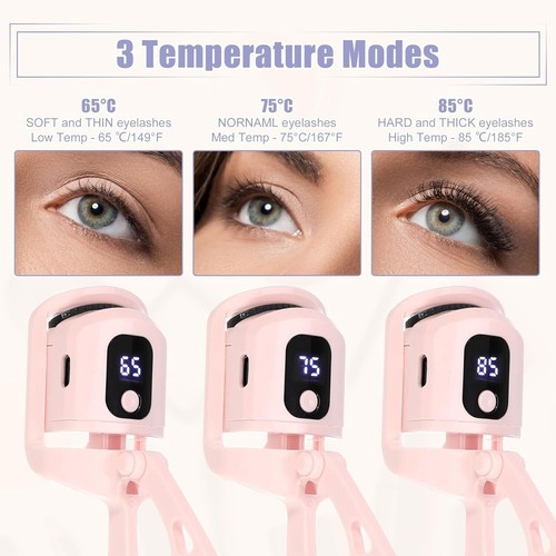 Electric Heated Eyelash Curler with Digital USB Rechargeable Makeup Curling Tool - Picture 4 of 8
