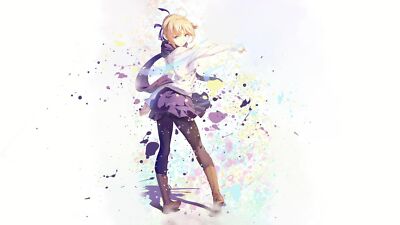 Anime saber fate series blonde scarf girls white Playmat Game Mat Desk