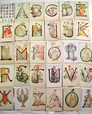 Ottila ADELBORG - 30 x Postkarte ''Blumen BUCHSTABEN'' Kunstkarte Schweden JUL