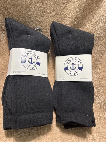 6 Pairs Men’s Socks Yacht & Smith Cotton Crew Socks Size 10-13  Black New