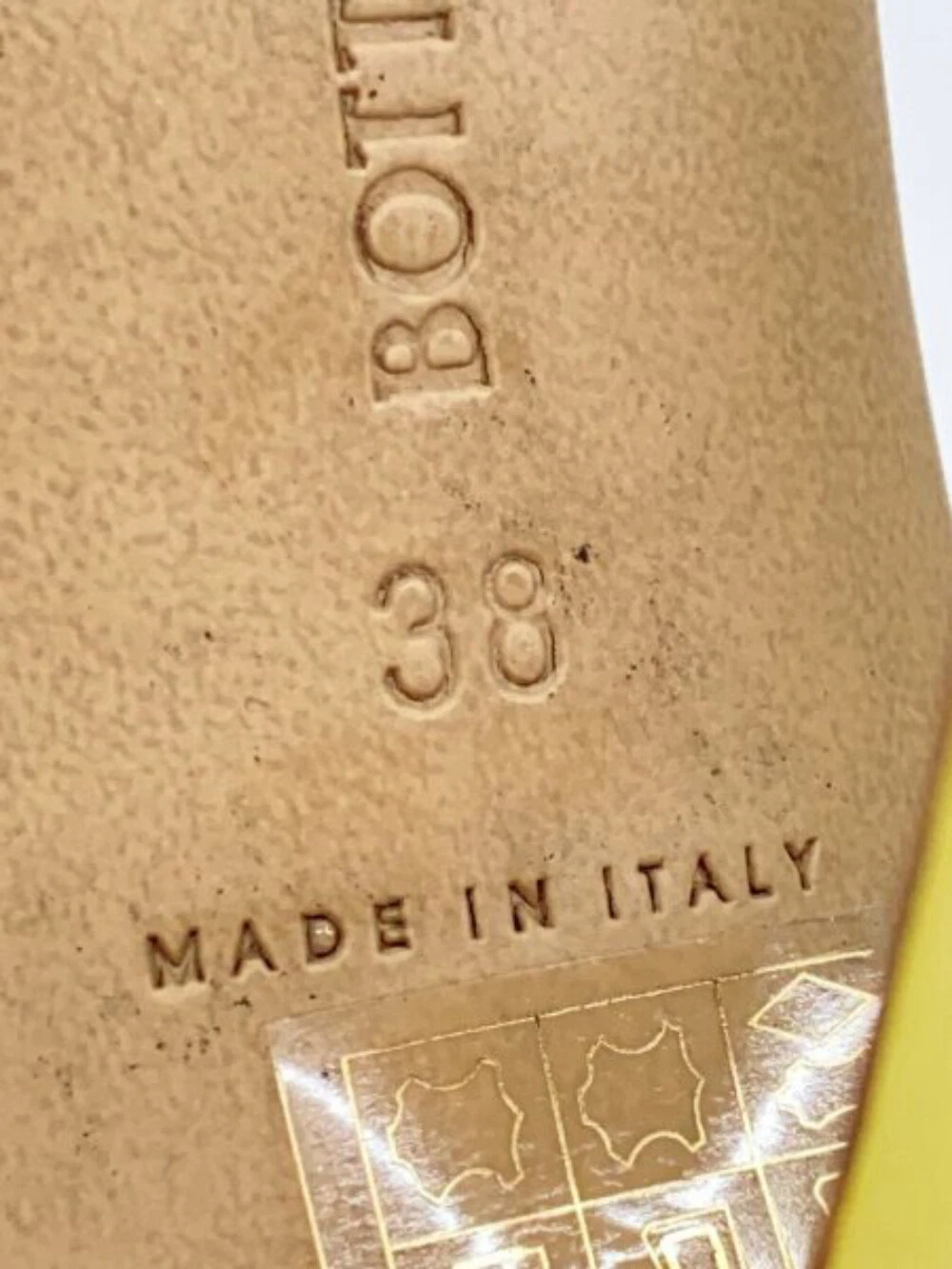 Sandali donna Bottega Veneta taglia 38 punta quadrata tanga pelle colore giallo