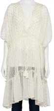 Lauren Conrad Ivory Swiss Dot Tie Waist boho Lace coverup kimono One Size -New