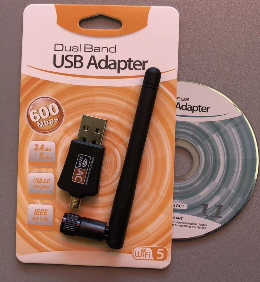 600Mbps Wireless USB WiFi Adapter Dongle Dual Band 2.4G/5GHz W/Antenna 802.11AC - Image 4 of 4