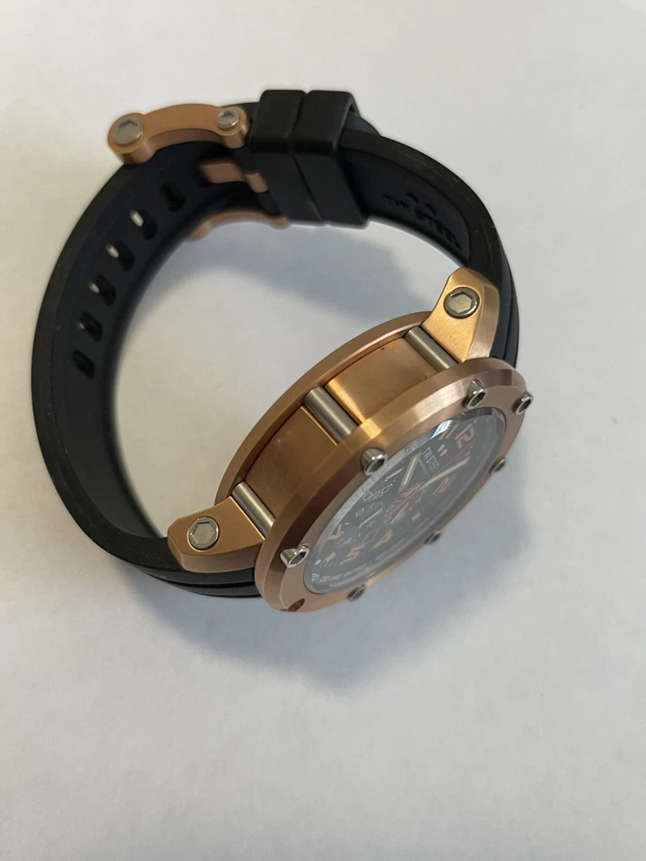 Reloj TW Steel TW131 Grandeur Tech Chapado en Oro Rosa Cronógrafo Banda de Goma Foto 4 de 4