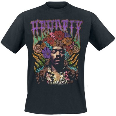 Jimi Hendrix T-Shirt Herren Flower Power schwarz Band-Merch, Bands