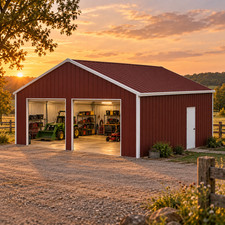 22FT x 23FT Heavy-Duty Metal Storage Shed   Reinforced Steel Garage for Farm