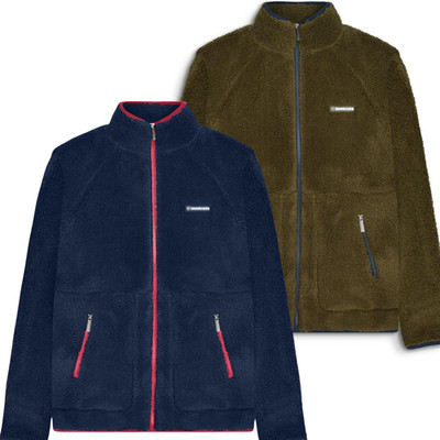 Lambretta Herren Sherpa Full Zip Fleece warme Winterjacke Mantel Pullover Raglan