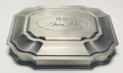 Zhen Zhu Pewter-Style Trinket Box Ornate Floral Jewelry Chest Keepsake 7  x 5.5 