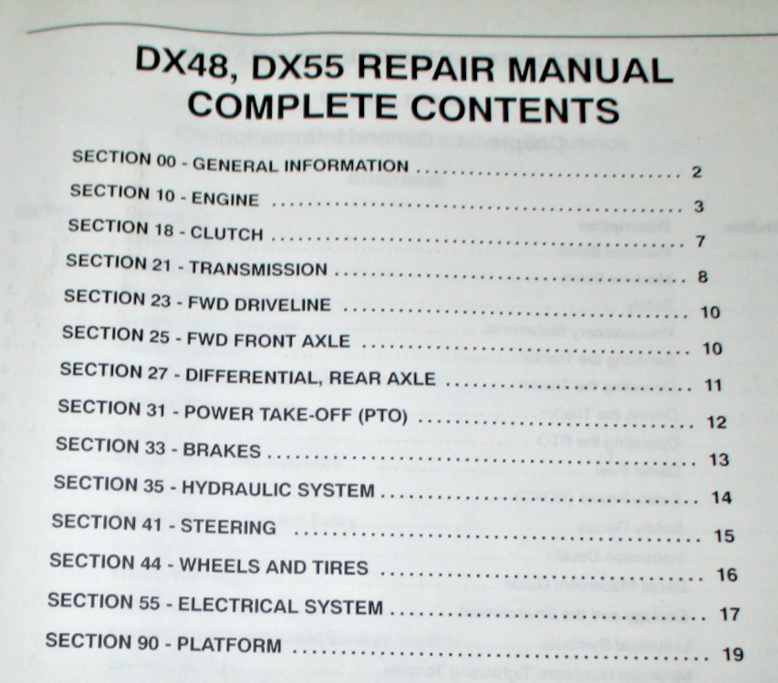 Case IH DX48 DX55 Tractor Service Repair Shop Workshop Manual 2004
