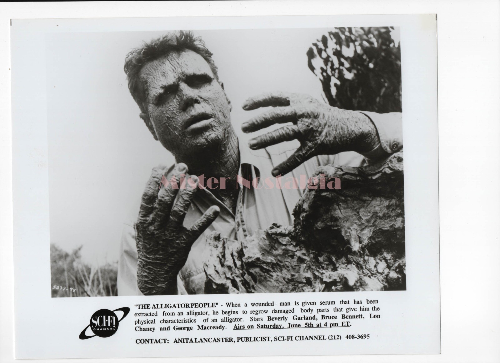 Vintage Photo 1959 Richard Crane in The Alligator People sci-fi cult classic