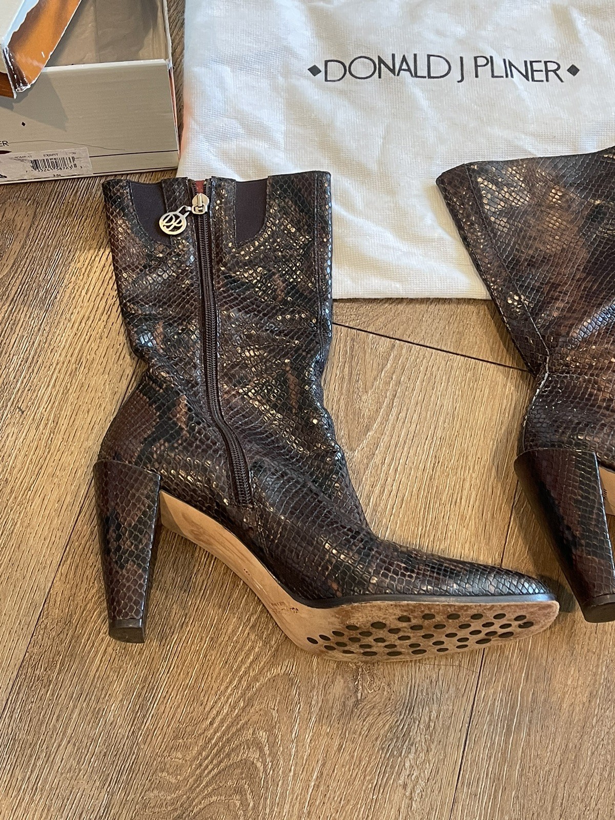 donald pliner POMP Pitone Print Python boots Size… - image 3