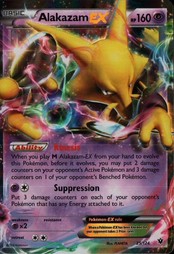 Alakazam EX - 25/124 - Holo Rare ex DMG, English Pokemon Fates Collide