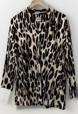 CHICO'S V-NECK Tunic L/S TOP Pima Cotton Long Cut Leopard Print Sz XL 3 