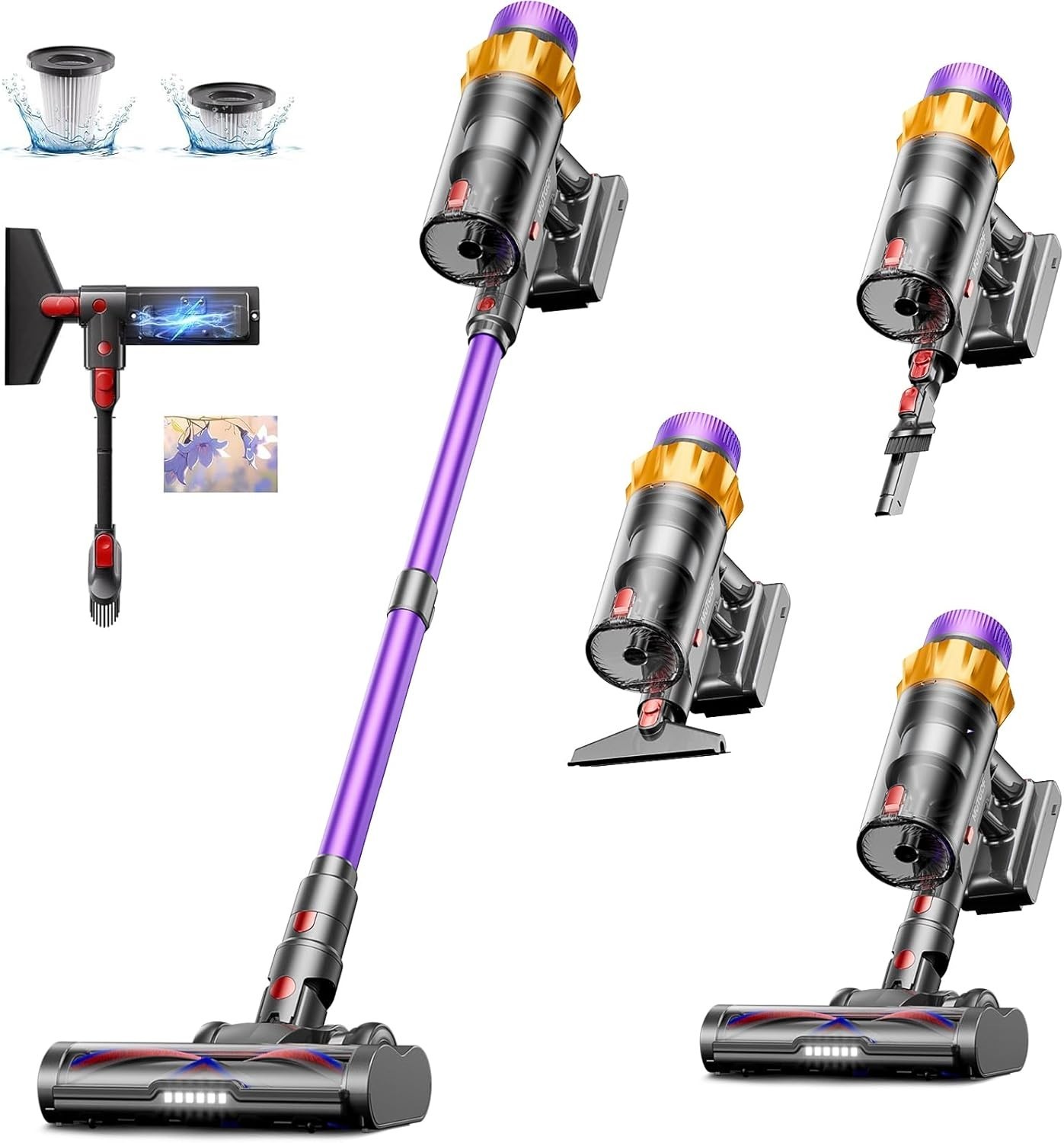 Cordless Vacuum Cleaner, 580W 48KPA 70 Mins Vacuum Cleaners for Home, Self-St...