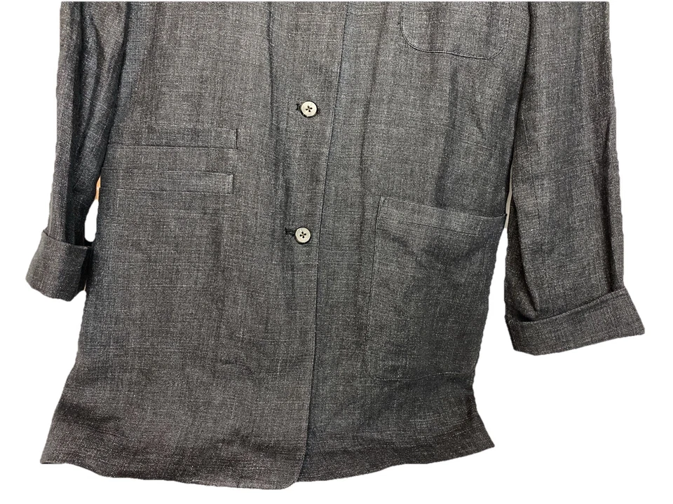 Chaqueta Blazer VINTAGE Ellen Tracy Mujer Talla 8 Lino Orgánico Gris Oscuro Foto 3 de 4