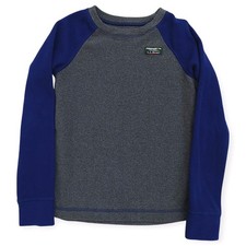 LL Bean Sweater Fleece Pullover Kids L 6-7 Blue Colorblock Long Sleeve USA