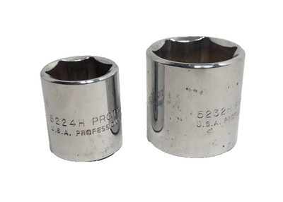 (2) Proto Sockets 5232H 1'' & 5224H 3/4'' Professional 6-Point 3/8 MADE IN THE USA