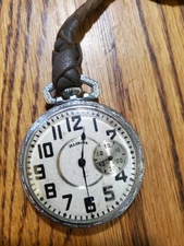 !Vintage Illinois Pocket Watch With Etched Sides And Train On Back In Vintage