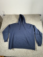 Vintage Y2K Streetwear Mens 3XL Faded Hoodie Sweater Blue Pullover