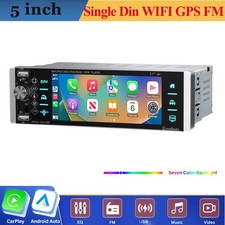Single 1 Din Car Stereo Apple CarPlay 5" Touchscreen Bluetooth Radio SWC USB FM