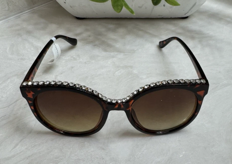 Новый с Ярлыками Anthropologie черепаховая оправа солнцезащитные очки стразы верхний ободок - Изображение 3 из 4