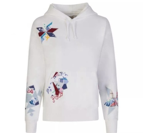 RARE 2024 Polo Ralph Lauren Logo Quilted Embroidery Fleece Hoodie Women XS