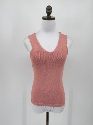 BCBGMAXAZRIA Womens Light Pink Ribbed V Neck Sweater Vest Sz M