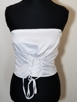 White Strapless Corset Tie Front Top Womens Size 8 Festival Sexy Club City NWOT