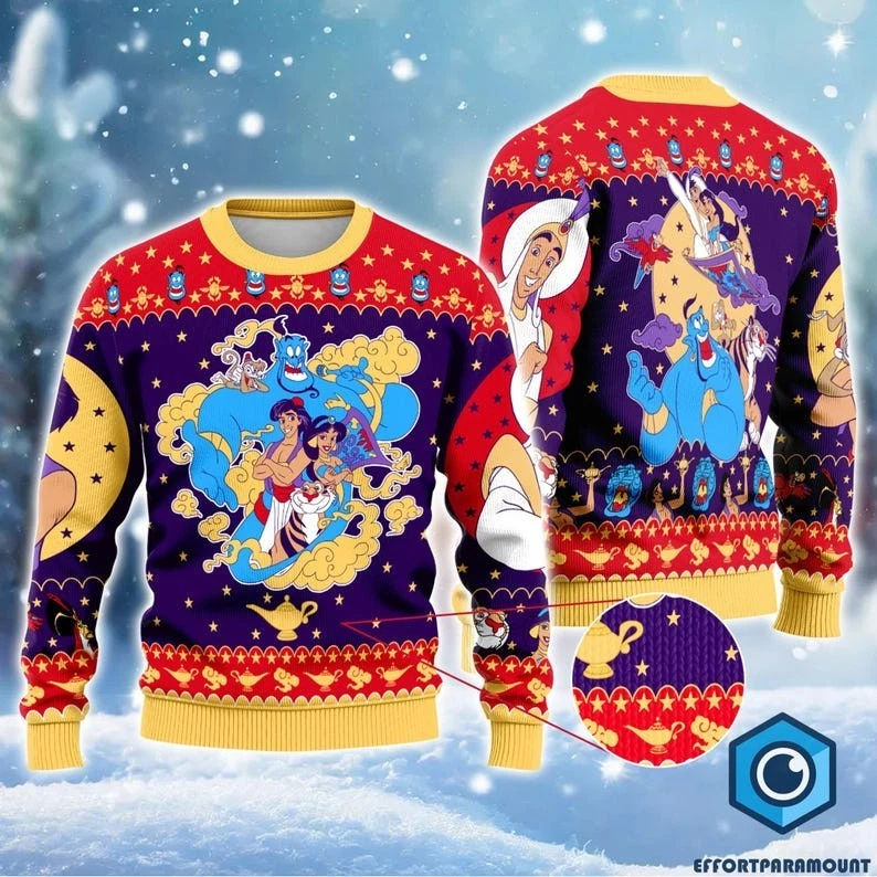 Aladdin Jasmine Ugly Christmas Sweater, Disneyland Merry Christmas Sweater