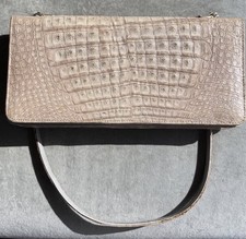 Vintage Italian Leather Shoulder Bag  Fiorenza  Neutral Beige  Structured