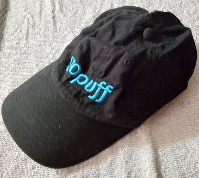 Gopuff Cap Hat Adult Adjustable Black 100% Cotton, blue letter, USED