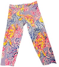 Lilly Pulitzer Girl Leggings Pants Capri Stretch Purple Pink Size XL 12 14 Cute