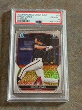 2023 Bowman Mega Box Druw Jones Chrome PSA 10 GEM MINT MOJO REFRACTOR (RC)