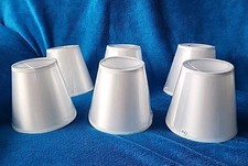 6 Chandelier Mini Barrel Clip-on Table Lamp Shades Pure White 3.5 5 5.5" - NEW