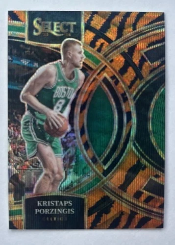 2023-24 Panini Select -Premier Level Kristaps Porzingis #139 Tiger Stripes Prizm