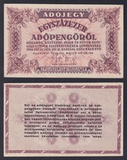 Hungary Banknote 100000 (One Hundred Thousand) Adópengö 1946 P.-144e SPL++/XF++