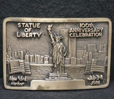 XD05104 VINTAGE 1986 STATUE OF LIBERTY 100TH ANNIV. COMMEMORATIVE BELT BUCKLE