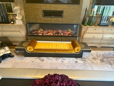 Simply Amazing Quality. metal & Brass Mustard velvet low bench bay bed chaise