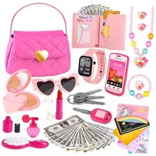 Kids Play Purse for Little Girls Toddlers, Toy Purse with Accessories, Wallet,