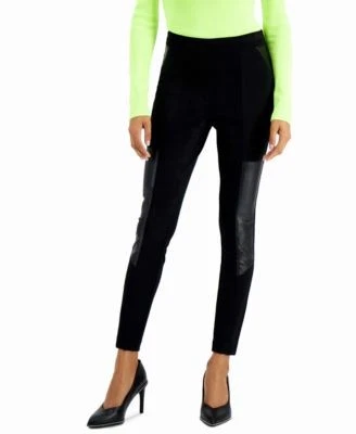 Bar III Petite Faux-Leather-Patch Legg Deep 194136405065  RT $49.5