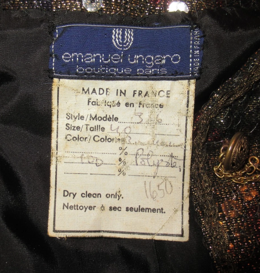 Vintage Emanuel Ungaro Paris Jacket Skirt Set Sequins 40 Euro 38" Bust/26" Waist - Image 2 of 4