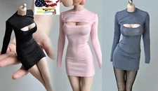 1/6 female open chest black pink dress for 12" figure phicen hot toys kumik❶USA❶