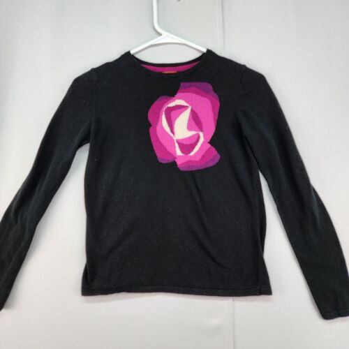 Missoni Sweater Youth XL Pullover Black Crew Neck Pink Rose Cotton Stretchy - Picture 3 of 9