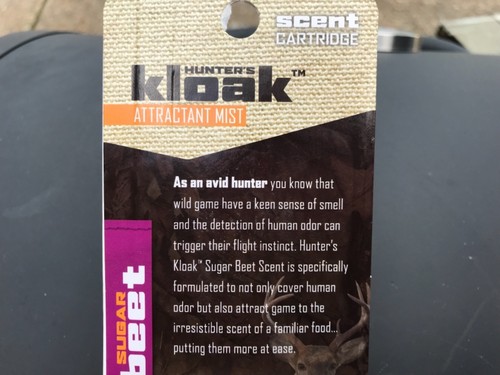 Hunters Kloak Attractant Mist SCENT CARTRIDGE Sugar Beet Free Shipping - Picture 3 of 5