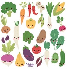 Violette Stickers Vegetable Veggie Smiley Face Crafts Planner Supply Scrapbook