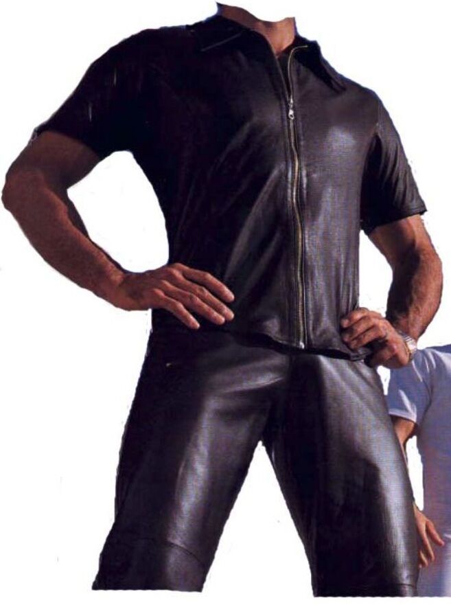 NEW Short Sleeve Leather Shirt - Men's Black