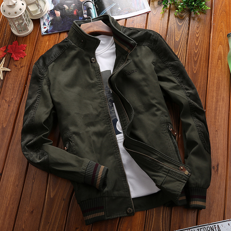 Mens Flight Jacket Casual Long Sleeve Coat Sportwear Zipper Cargo Outdoor Jacket