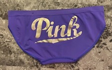 VICTORIA'S SECRET PINK SMALL METALLIC LOGO SEAMLESS VINTAGE RARE BIKINI PANTIES