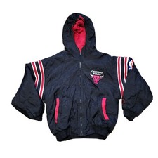 VTG 90 Chicago Bulls Pro Player Puffer Jacket Coat Youth Large Reversible Jordan