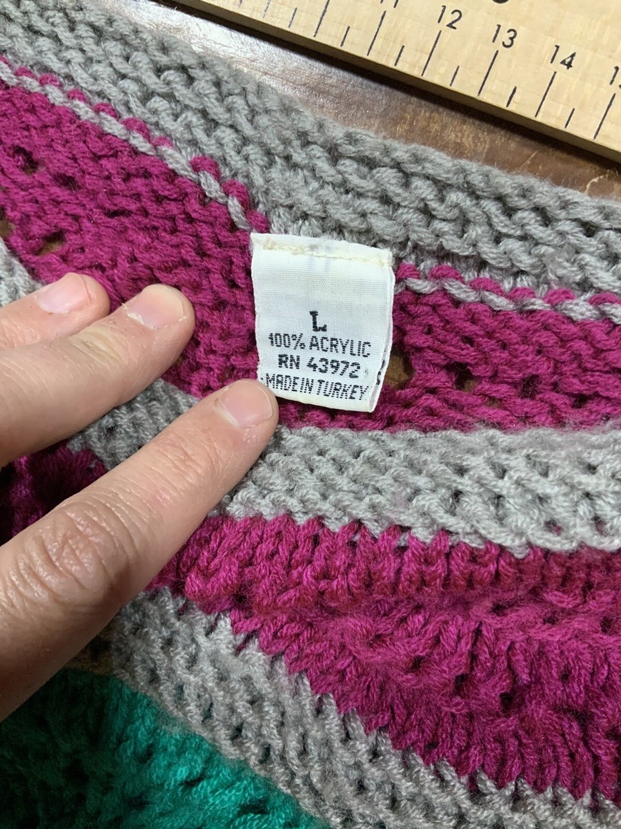シャツ Vintage Wavey Striped Turkish Sweater Large Vaporwave Knit Teal